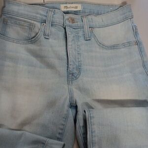 Womens Madewell size 25 mid rise 9" skinny crop light blue wash jeans